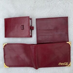⭐️ RARE COCA COLA Leather EUC ⭐️ 3 piece Wallet Set Vintage
